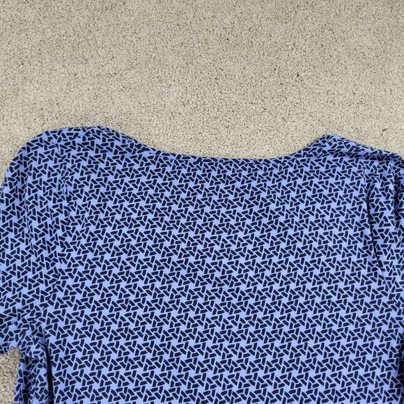 Talbots Womens Weekend Tee Large‎ Blue Printed Stretch Knit 3/4 Sleeve Pullover - Picture 6 of 12